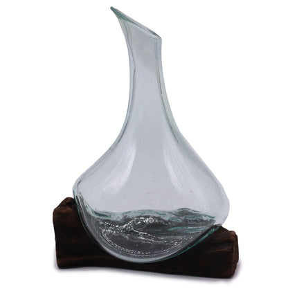 Molten Glass Mini Dekanter auf Holz 20cm – Elegantes Design