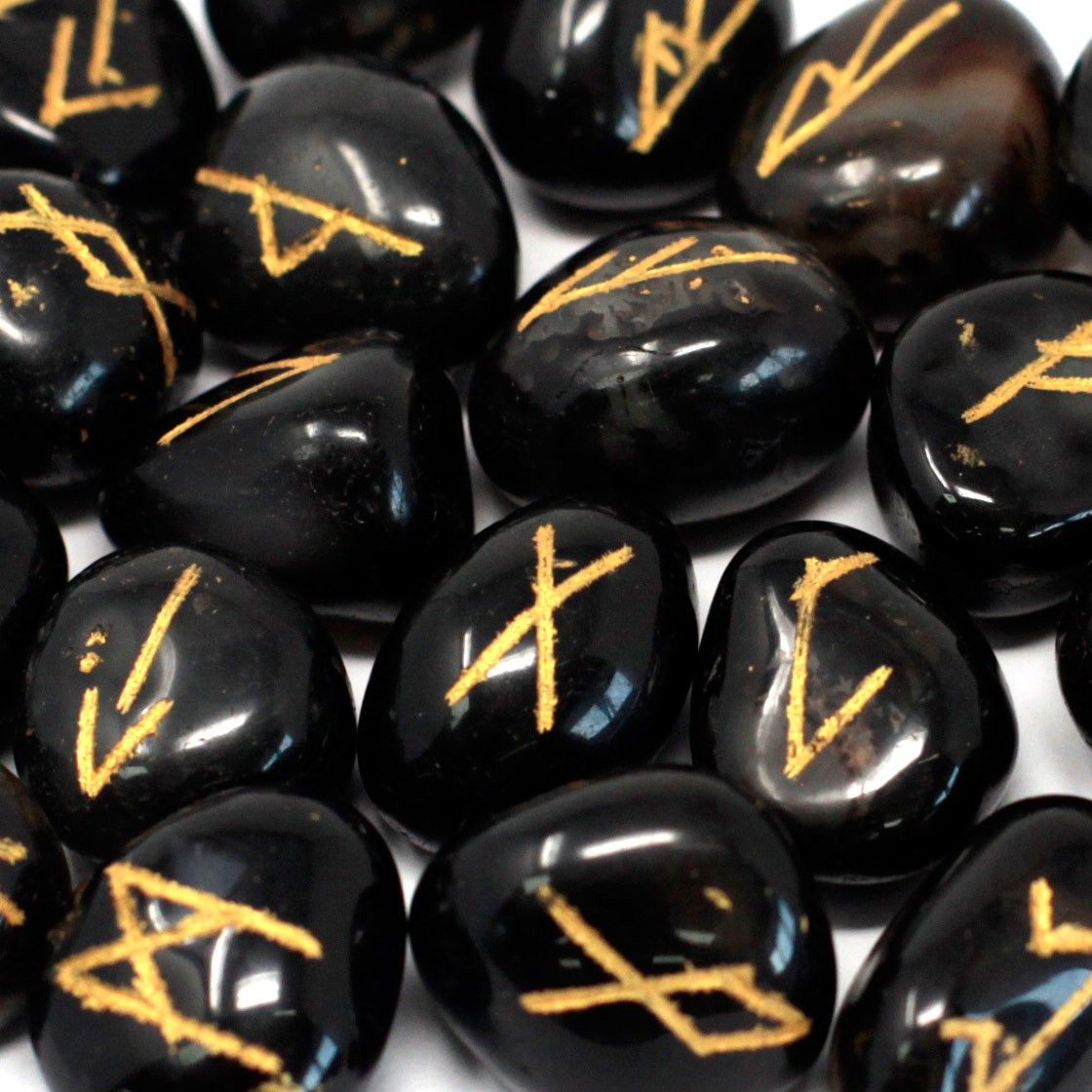 Indian Runensteine Set 25 Stück Black Onyx