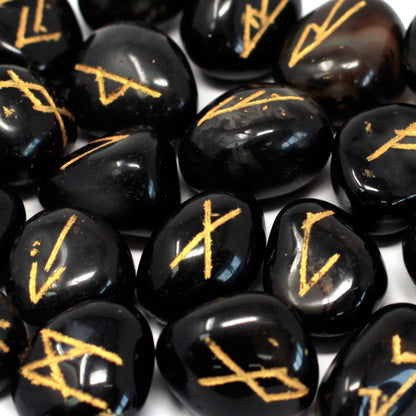 Indian Runensteine Set 25 Stück Black Onyx