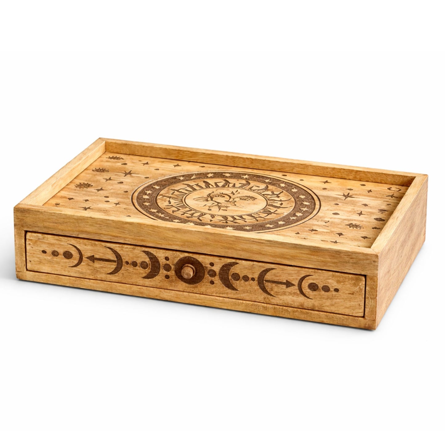 Sun Moon Tarotbox mit Schublade und astralem Design