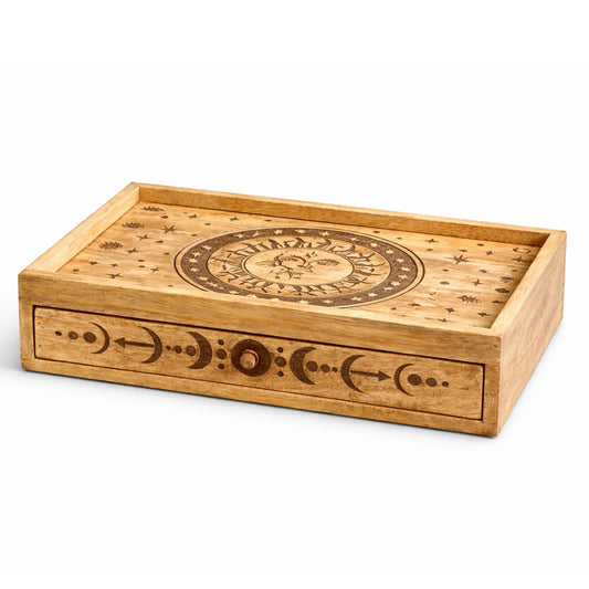 Sun Moon Tarotbox mit Schublade und astralem Design