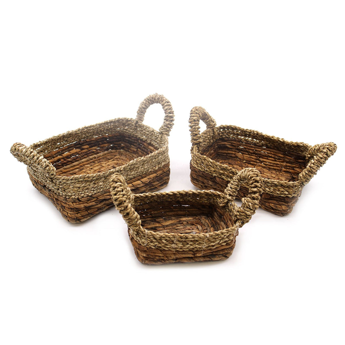 Bananenblatt-Seegras Körbe Quadratisch, 3er Set
