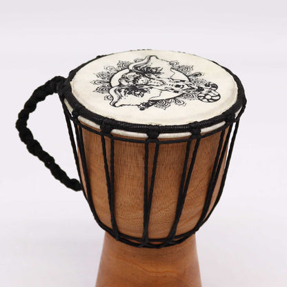 Handgefertigte Djembe-Trommel mit Elefanten-Mandala