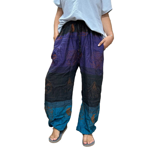 Yoga- und Freizeithose mit High Cross Himalaya-Muster in Lila