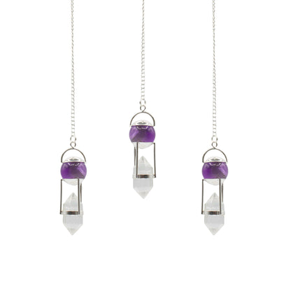 Doppelpendel mit Amethystkugel und Bergkristall
