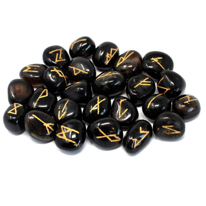 Indian Runensteine Set 25 Stück Black Onyx