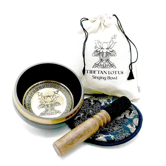 Graviertes Klangschalen-Geschenkset - 14cm - Lotus Flower
