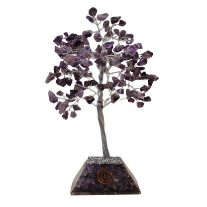 Edelsteinbaum mit Organit-Basis – mit Amethyst-Steinen