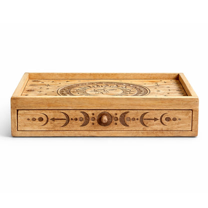 Sun Moon Tarotbox mit Schublade und astralem Design