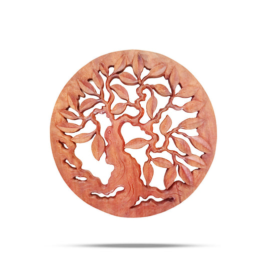 Rundes dekoratives Holzpaneel mit Lebensbaum-Motiv, 30 cm