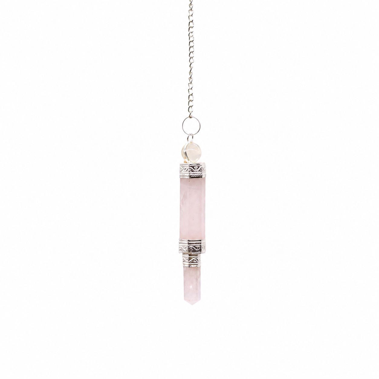 Pendulum aus Rosenquarz mit Silberkette
