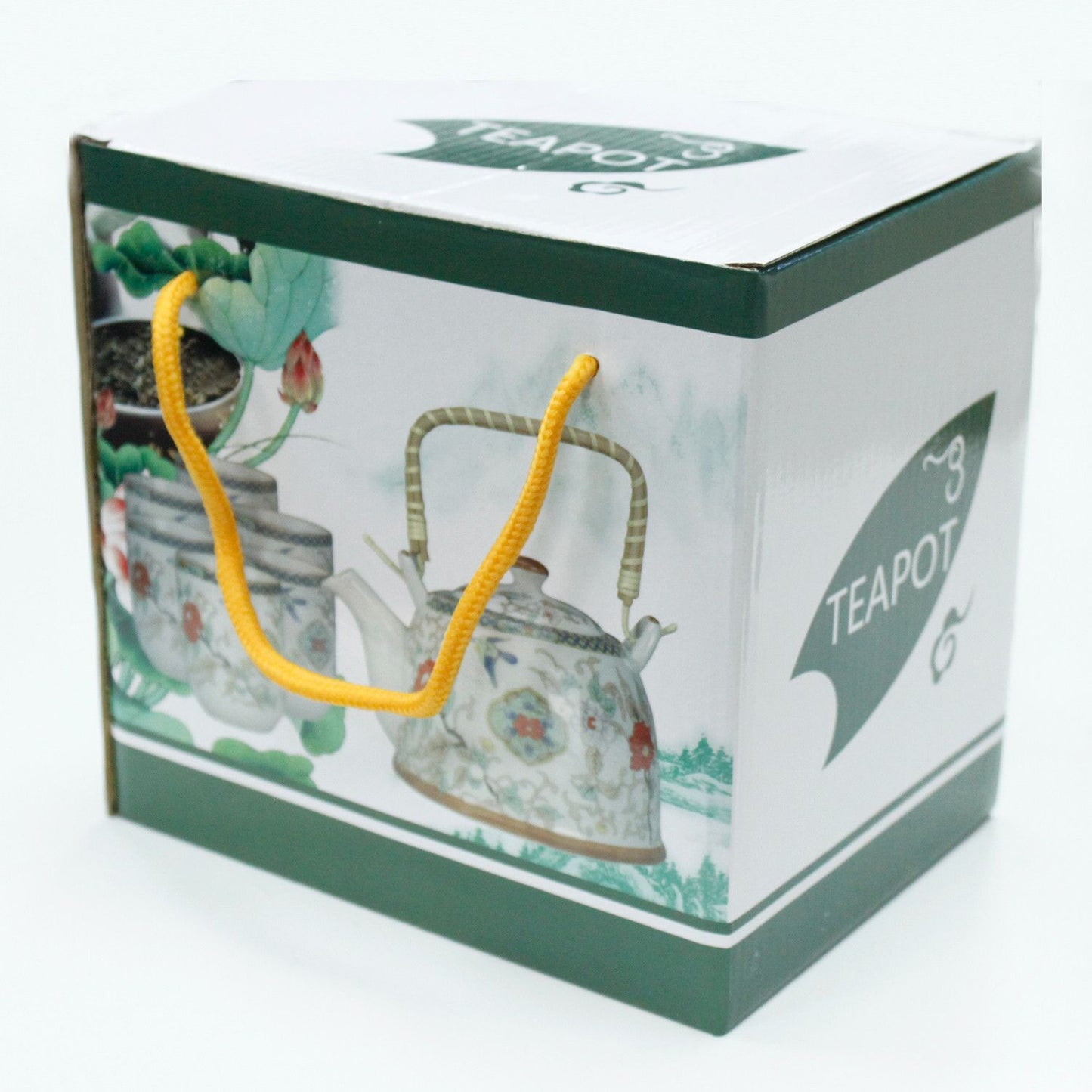 Kräuter-Teekannen-Set – Green Mosaic mit 6 Tassen und Teesieb
