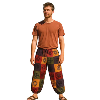 Nomad Sari Mushroom Hose mit Blockdruck in Orange-Tönen, L / XL