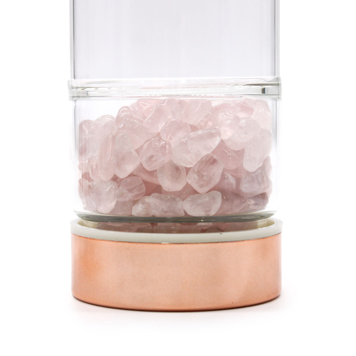Trinkflasche aus Glas mit Siebeinsatz, 500 ml, mit Rosenquarz