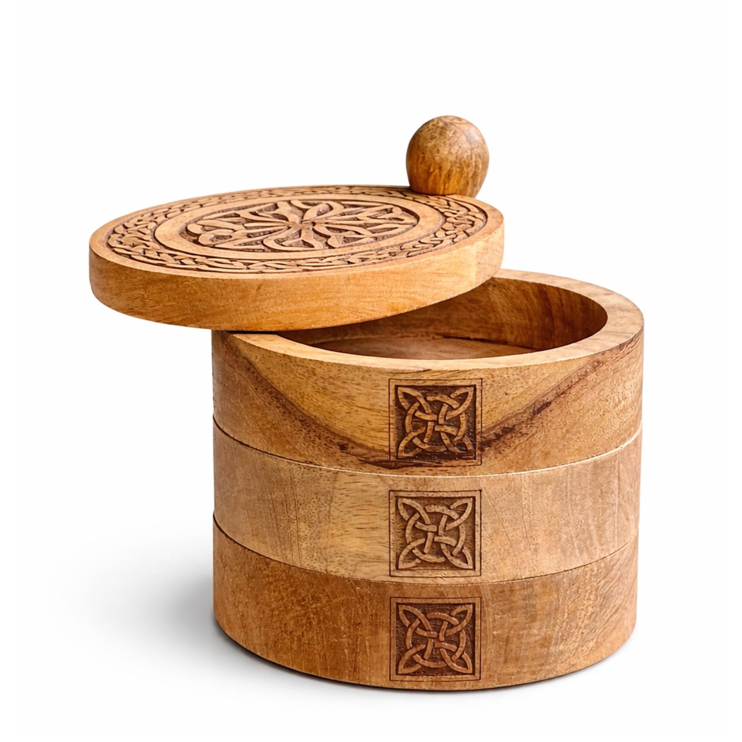 Keltische Dreistufige Drehbox mit Knotenornamenten