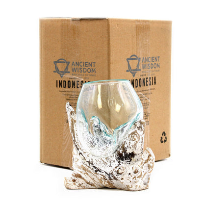 Molten Glass auf gebleichtem Gamal-Holz – Mittlere Schale