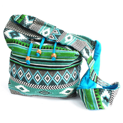 Jacquard Umhängetasche aus Baumwolle, Teal