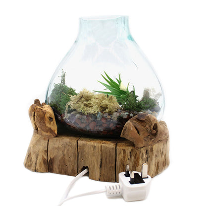 Große Molten Glass Vase auf Holzständer – 28 cm