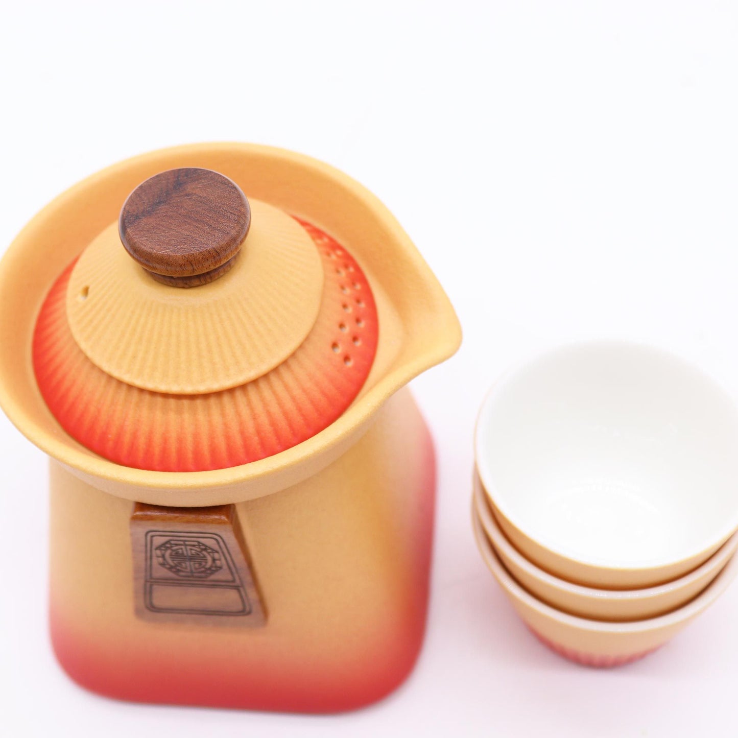 Temple Teapot Set mit 3 Tassen Orange Earth – Kräutertee-Set