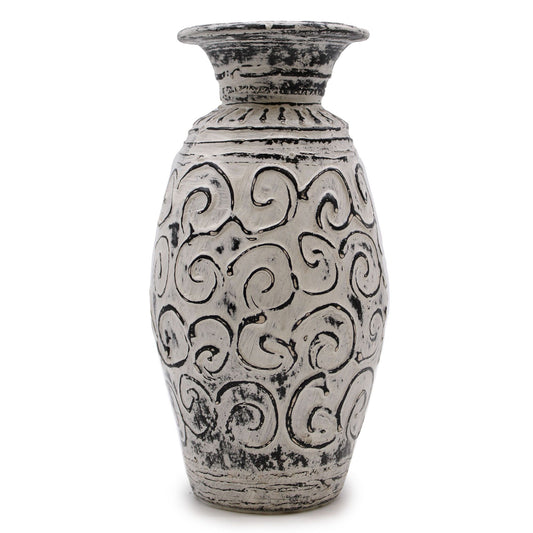 Swirls Shaped Vase – Creme Keramikvase mit geschwungenem Design