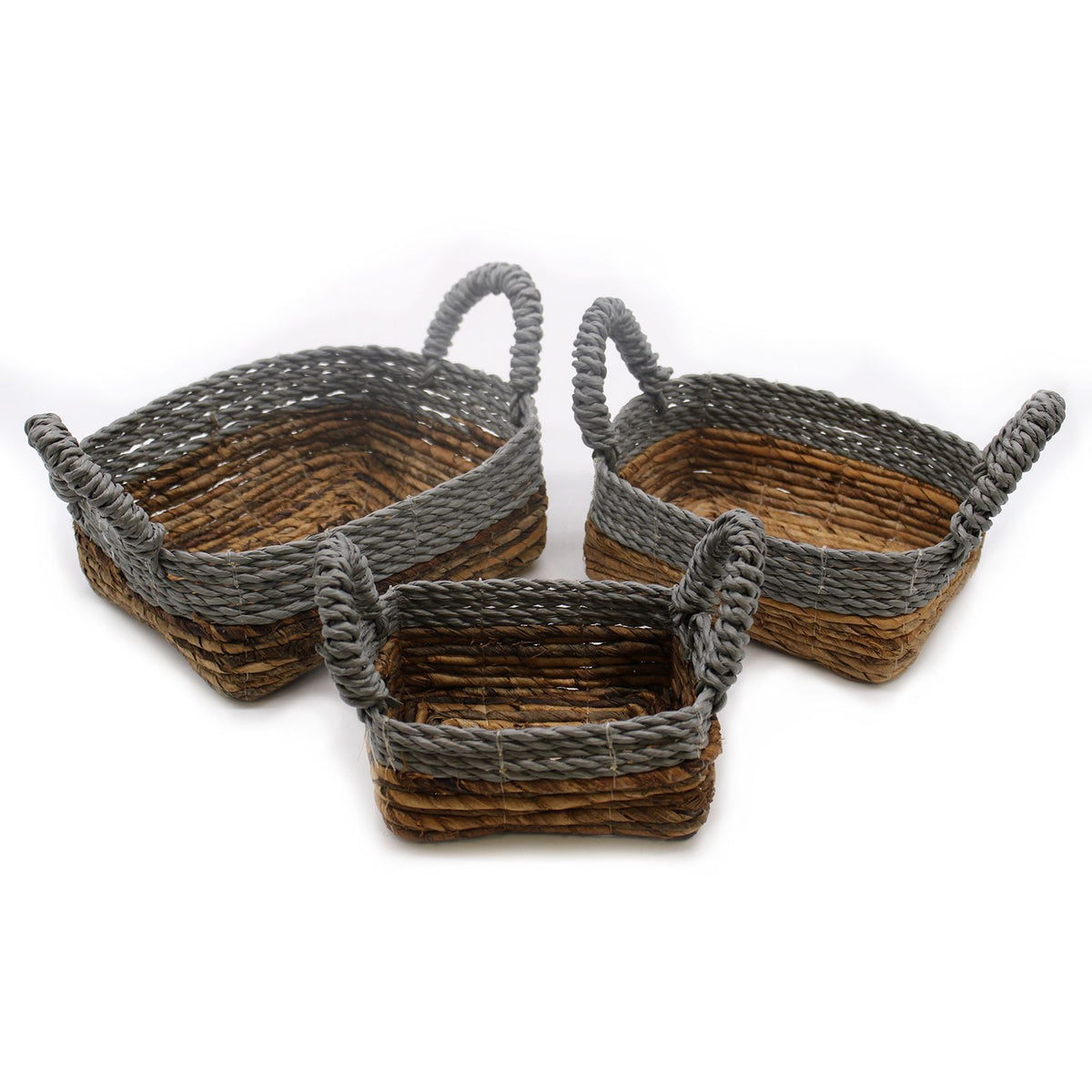 Bananenblatt-Raffia Körbe Quadratisch, 3 Stück