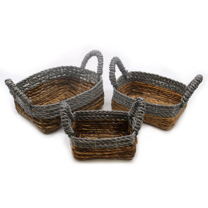 Bananenblatt-Raffia Körbe Quadratisch, 3 Stück