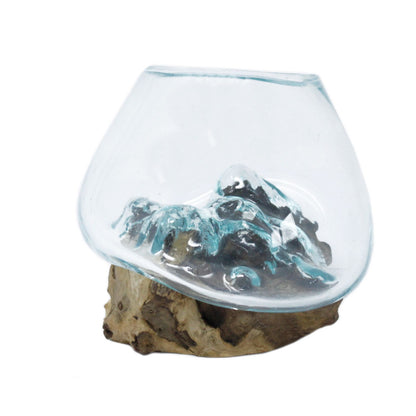 Molten Glass on Wood – Kleine Schale aus Glas und Holz