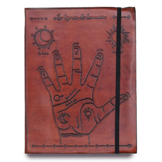 Leder-Notizbuch mit Riemen - Palmistry