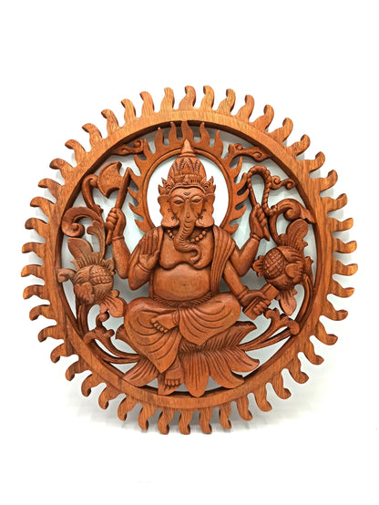 Ganesh Holzpaneel – 40cm mit detailreicher Gestaltung