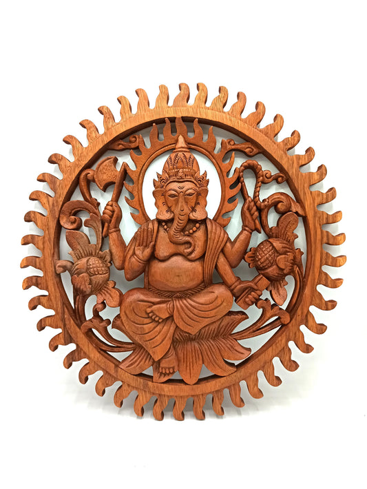 Ganesh Holzpaneel – 40cm mit detailreicher Gestaltung