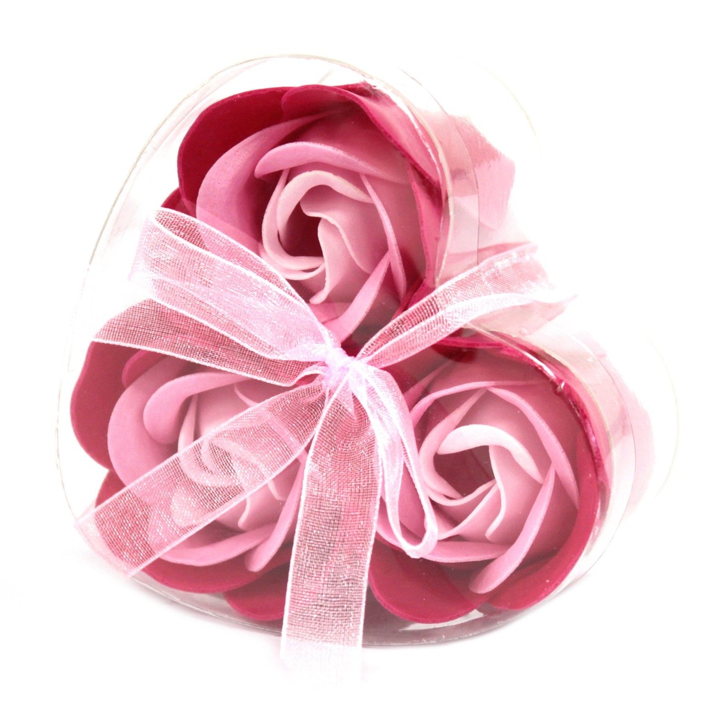 3er-Set Seifenblumen in Herzbox – Rosa Rosen