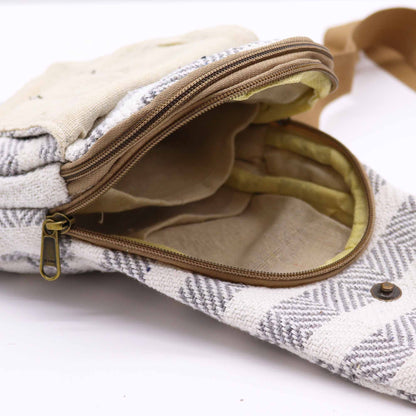 Crossbody Bag aus Baumwolle - Grau & Weiß