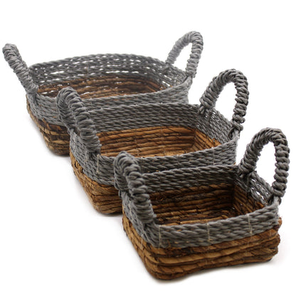 Bananenblatt-Raffia Körbe Quadratisch, 3 Stück