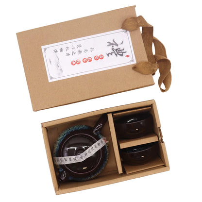 Herbal Black Glaze Teekannen-Set mit Kanne und zwei Tassen