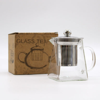 Glas-Teekanne mit Infuser in Turmform, 350 ml Fassungsvermögen
