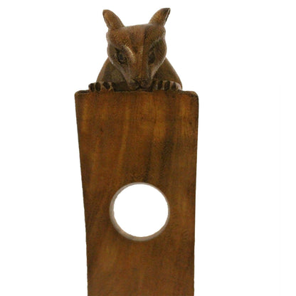 Weinflaschenhalter Maus, handgefertigt aus Suar-Holz