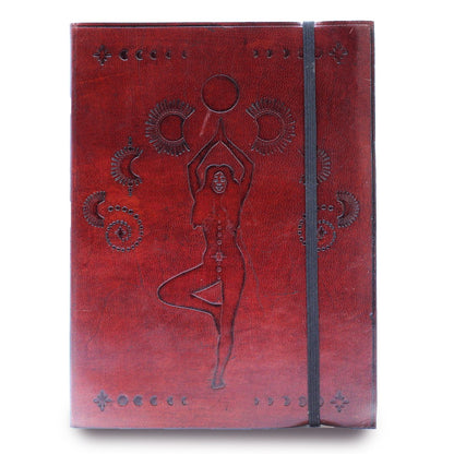 Leder-Notizbuch mit Riemen - Cosmic Goddess