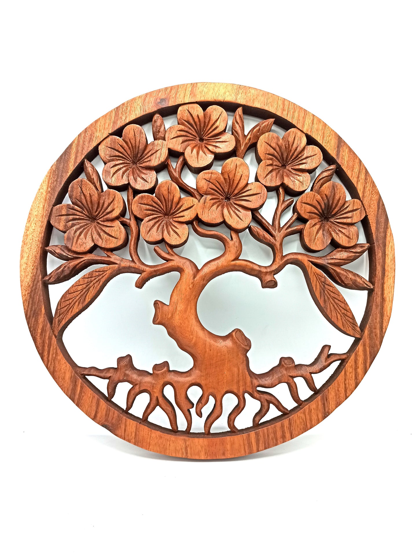 Baum des Lebens Frangipani Holzpaneel mit filigranem Design