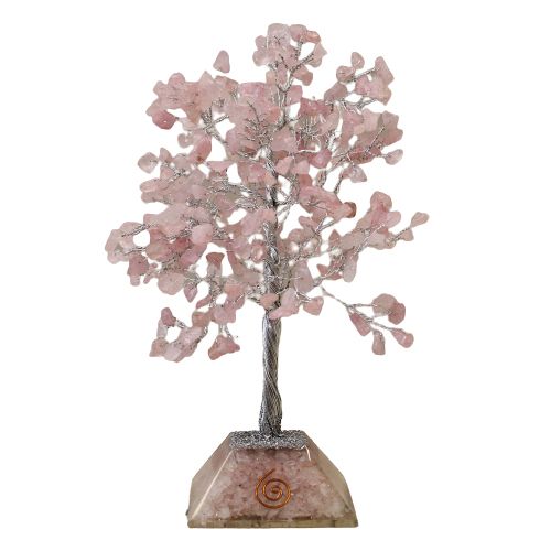 Edelsteinbaum mit Organite Basis – Rosenquarz – 320 Steine