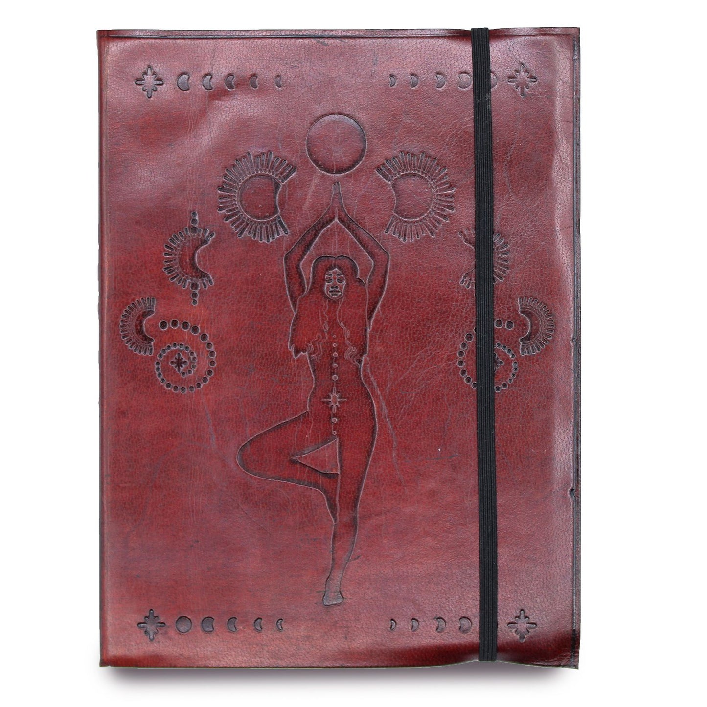 Leder-Notizbuch mit Riemen - Cosmic Goddess