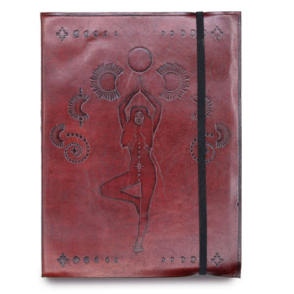 Leder-Notizbuch mit Riemen - Cosmic Goddess