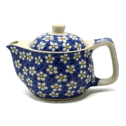Kleine Kräuterteekanne mit blauem Gänseblümchen-Motiv 350 ml