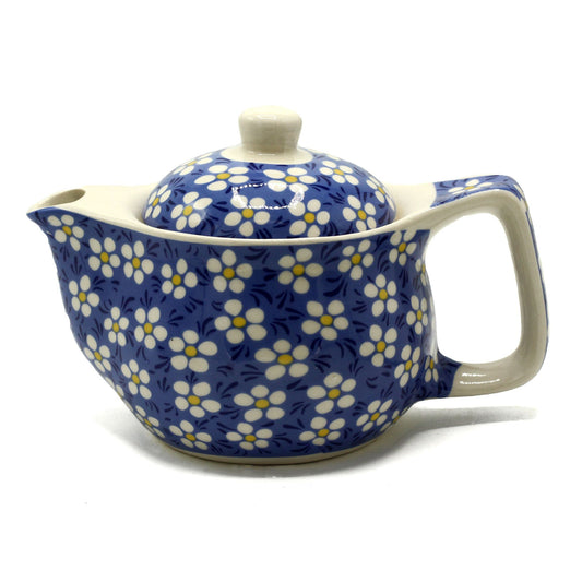 Kleine Kräuterteekanne mit blauem Gänseblümchen-Motiv 350 ml