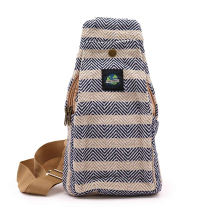 Crossbody Bag aus Baumwolle - Beige & Navy