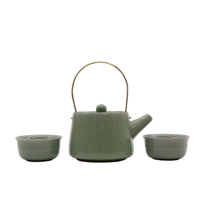 Herbal Jade Teekannen-Set mit zwei passenden Tassen