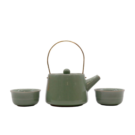 Herbal Jade Teekannen-Set mit zwei passenden Tassen