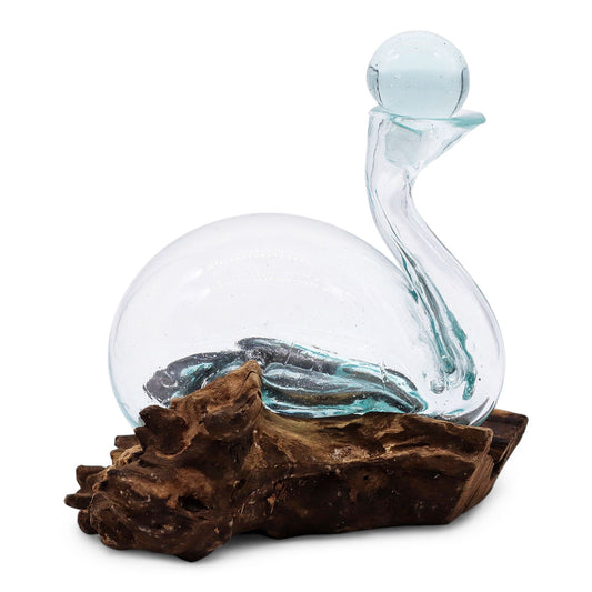 Molten Glass Duck Dekanter auf Holz mit Stopfen
