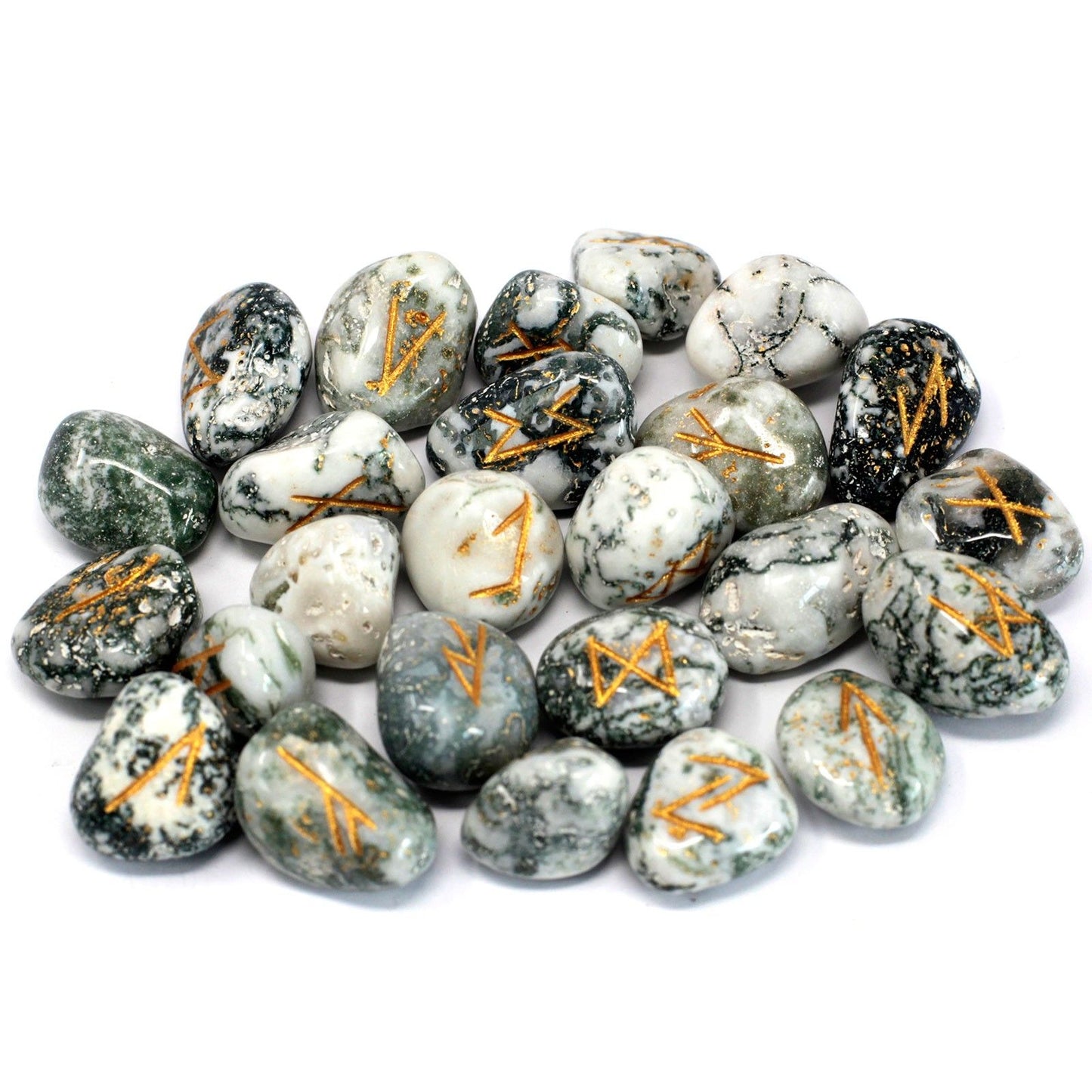 Runenstein-Set im Beutel – 25 x Baumachat