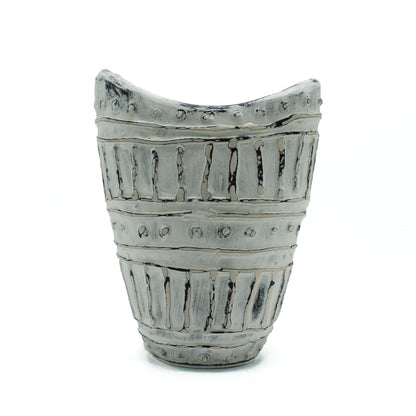 Vase mit weitem Hals in Creme – Balinesische Keramikvase