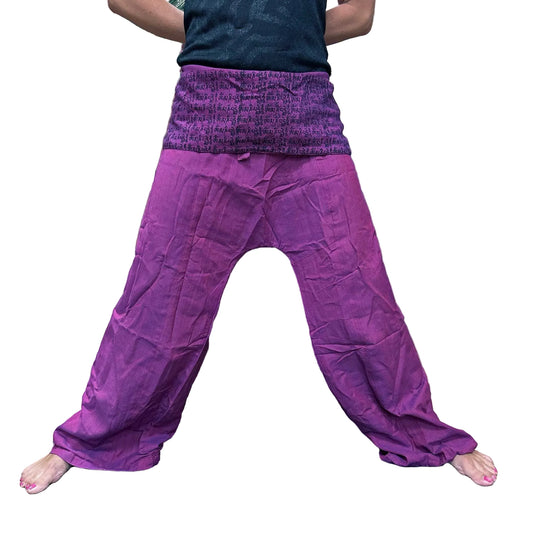 Yoga- und Festivalhose mit Thai Fisherman Mandala Mantra - Onesize